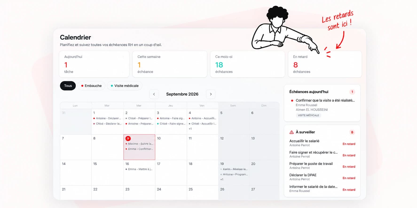 Calendrier des échéances RH dans RH Pilot